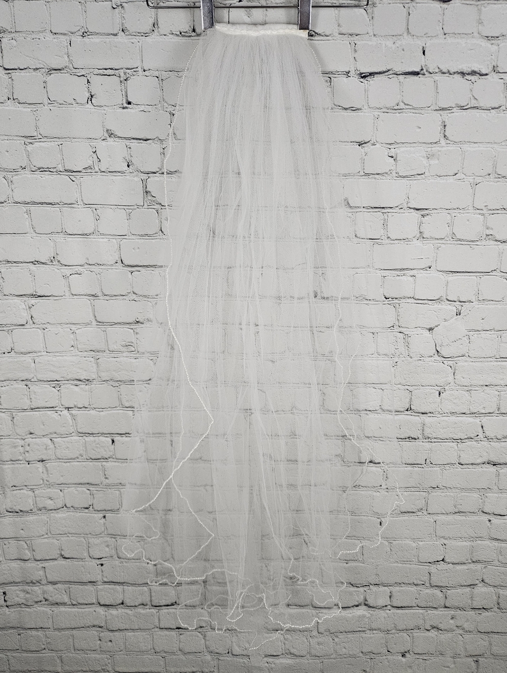 Wedding double layer beaded edge tulle bride bridal veil